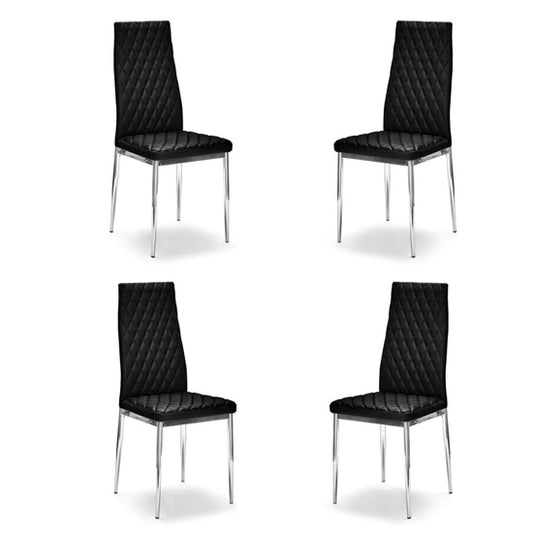 Kacia Set of 4 Faux Leather Dining Chairs In Black