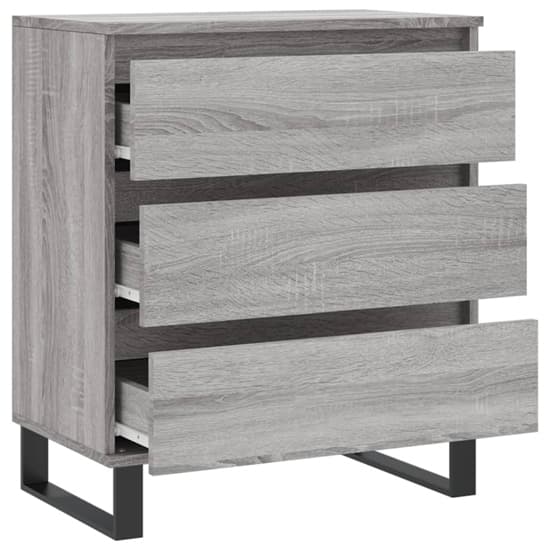 Kacia Wooden Chest Of 3 Drawers In Grey Sonoma Oak