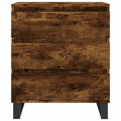 Furco Kacia Smoked Oak Chest of 3 Drawers with Iron Legs for Stylish Storage