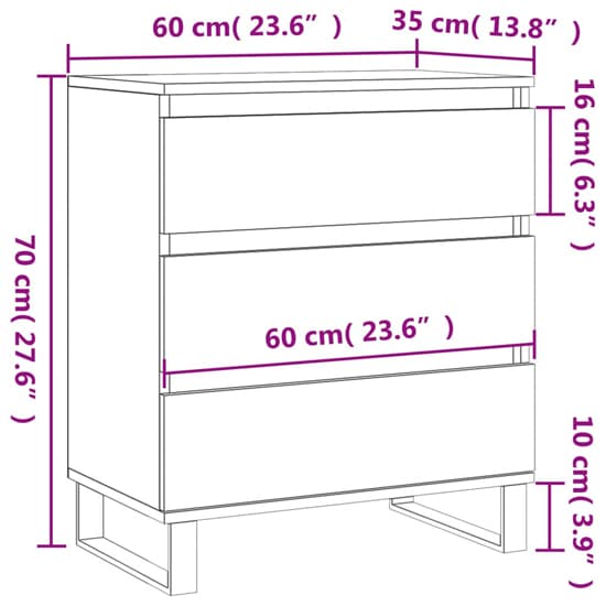 Kacia Wooden Chest Of 3 Drawers In White