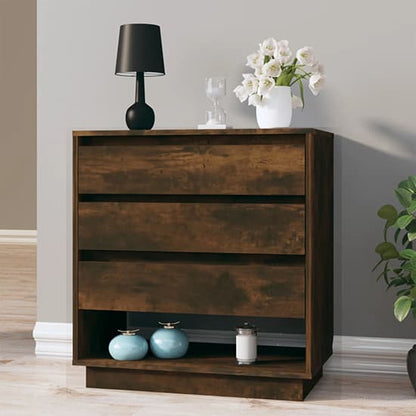 Kaelin Wooden Chest Of 3 Drawers In Smoked Oak