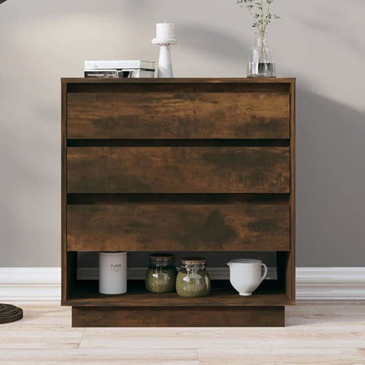 Kaelin Wooden Chest Of 3 Drawers In Smoked Oak