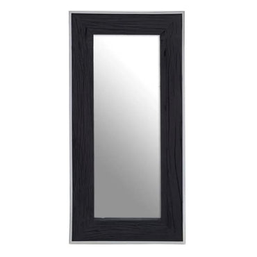 FURCO Kaia Rectangular Wall Mirror with Black Wooden Frame - Modern Home Decor Accent