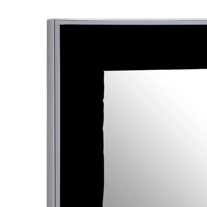 FURCO Kaia Rectangular Wall Mirror with Black Wooden Frame - Modern Home Decor Accent