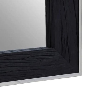 FURCO Kaia Rectangular Wall Mirror with Black Wooden Frame - Modern Home Decor Accent