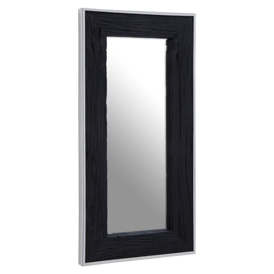 FURCO Kaia Rectangular Wall Mirror with Black Wooden Frame - Modern Home Decor Accent