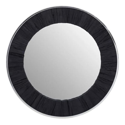 FURCO Kaia Round Wall Mirror with Black Wood Frame - Elegant Home Decor Accent