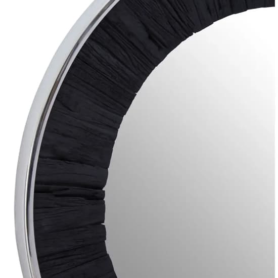 FURCO Kaia Round Wall Mirror with Black Wood Frame - Elegant Home Decor Accent