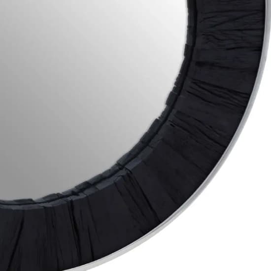 FURCO Kaia Round Wall Mirror with Black Wood Frame - Elegant Home Decor Accent