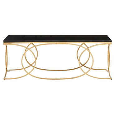 FURCO Black Marble Coffee Table with Gold Metal Frame - Modern Design for Living Room