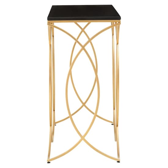 Kairi Marble Console Table In Black With Gold Metal Frame