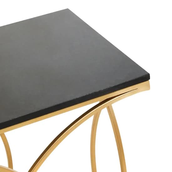 Kairi Marble Console Table In Black With Gold Metal Frame