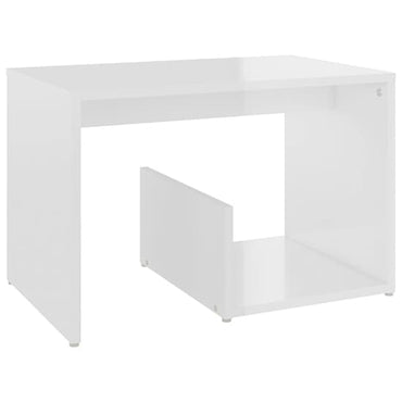 Modern White High Gloss Side Table with Storage Solutions