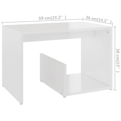 Modern White High Gloss Side Table with Storage Solutions