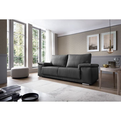 Chelmsford 3 Seater Leather Sofa - Black