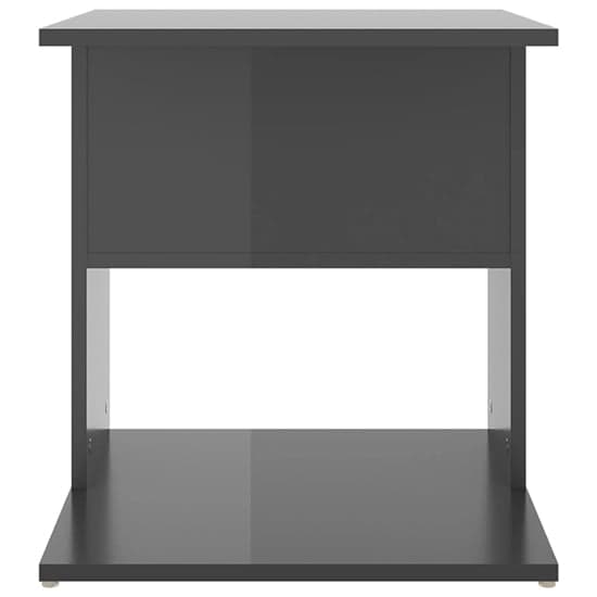 Modern Grey High Gloss Side Table with Shelves for Living Room Storage