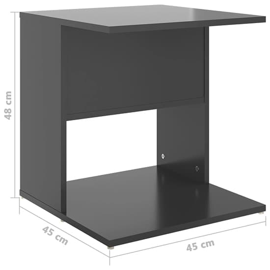 Modern Grey High Gloss Side Table with Shelves for Living Room Storage