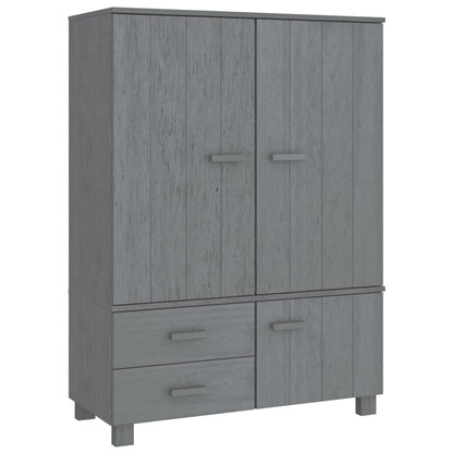 Kathy Solid Pinewood Wardrobe With 3 Doors In Dark Grey