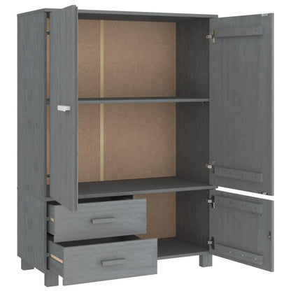 Kathy Solid Pinewood Wardrobe With 3 Doors In Dark Grey