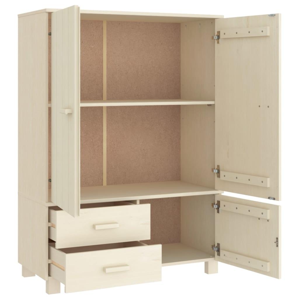 Kathy Solid Pinewood Wardrobe With 3 Doors In Honey Brown