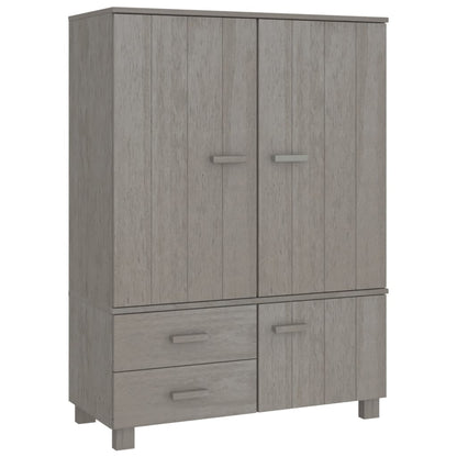 Kathy Solid Pinewood Wardrobe With 3 Doors In Light Grey