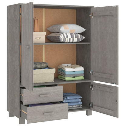 Kathy Solid Pinewood Wardrobe With 3 Doors In Light Grey