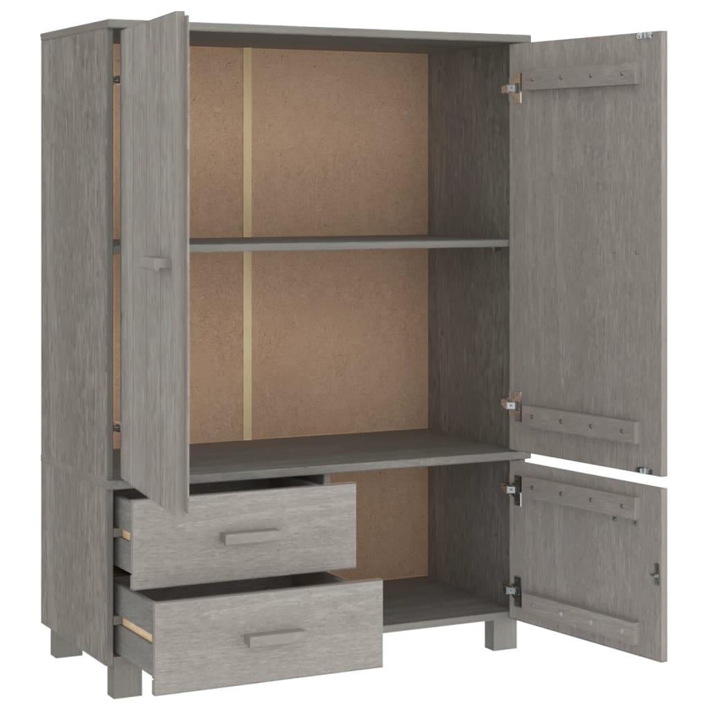 Kathy Solid Pinewood Wardrobe With 3 Doors In Light Grey