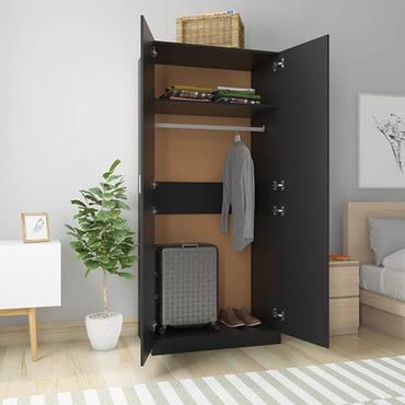 Kaylor Wooden Wardrobe With 2 Doors In Black