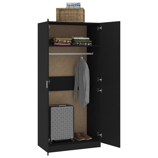 Kaylor Wooden Wardrobe With 2 Doors In Black