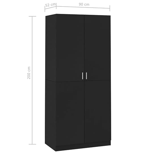 Kaylor Wooden Wardrobe With 2 Doors In Black