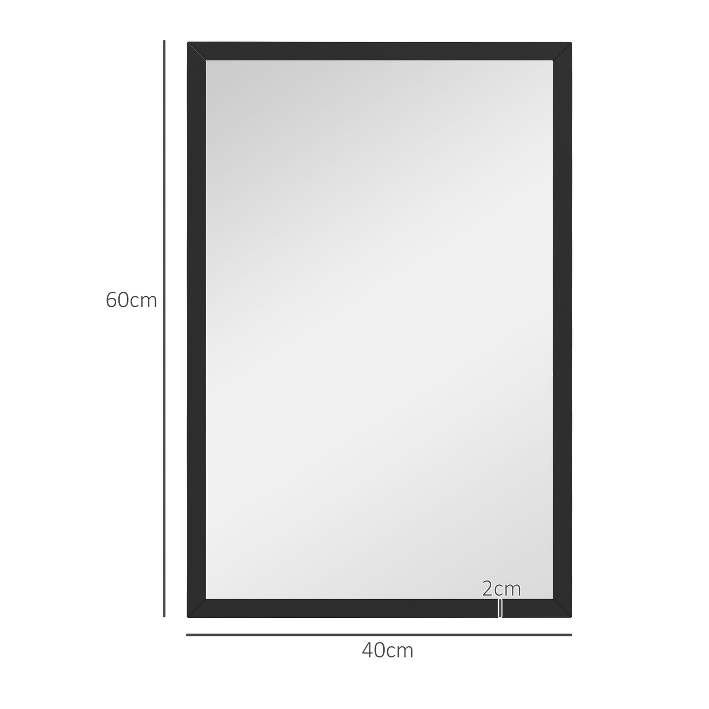 HOMCOM all Bathroom Mirror, 60 x 40 cm Wall-Mounted Mirror for Living Room, Bedroom, Hallway, Black