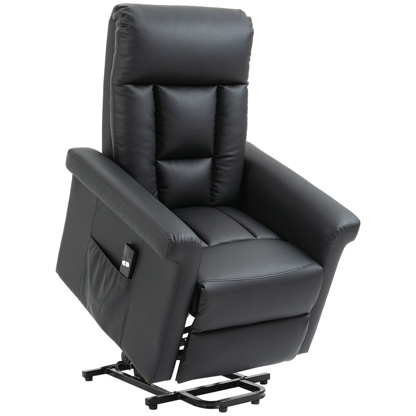 HOMCOM ower Lift Chair, PU Leather Recliner Sofa Chair for Elderly with Remote Control, Side Pocket, Black