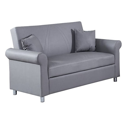 Keller Faux Leather 2 Seater Sofabed In Grey