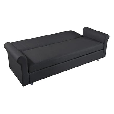 Keller Faux Leather 3 Seater Sofabed In Black