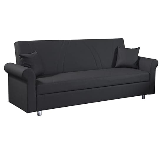 Keller Faux Leather 3 Seater Sofabed In Black