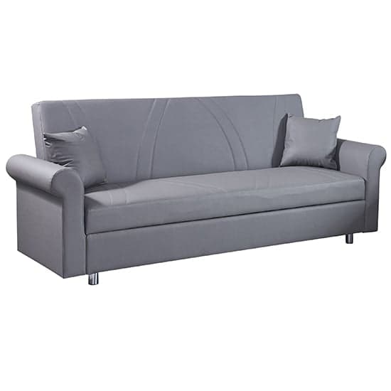 Keller Faux Leather 3 Seater Sofabed In Grey