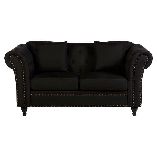 FURCO Kelly Black Chesterfield 2-Seater Sofa with Button-Tufted Design