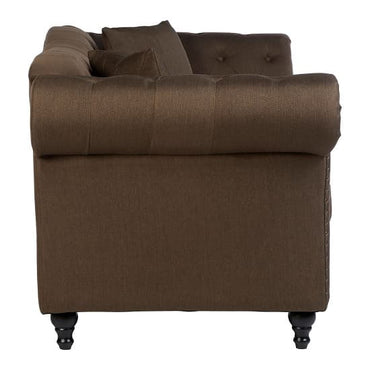 FURCO Kelly Natural Fabric Chesterfield 2-Seater Sofa with Button-Tufted Design