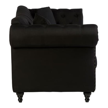 FURCO Kelly Black Chesterfield 3-Seater Sofa with Button-Tufted Design