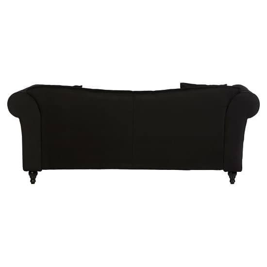 FURCO Kelly Black Chesterfield 3-Seater Sofa with Button-Tufted Design