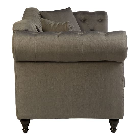 FURCO Kelly Grey 3-Seater Chesterfield Sofa with Button-Tufted Design and Sustainable Eucalyptus Feet