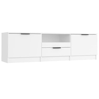 FURCO Kenna White Wooden TV Stand with Storage Cabinet and Drawer