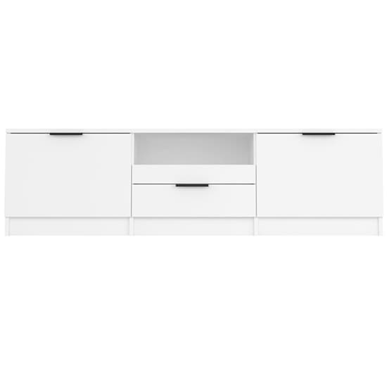 FURCO Kenna White Wooden TV Stand with Storage Cabinet and Drawer