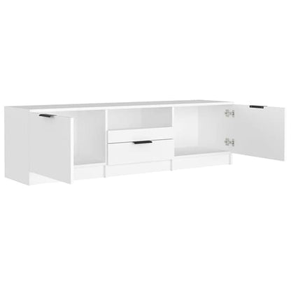 FURCO Kenna White Wooden TV Stand with Storage Cabinet and Drawer