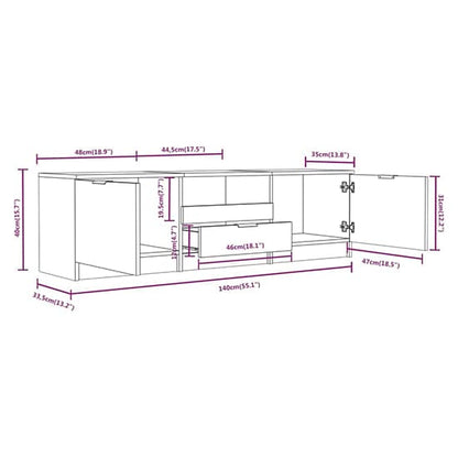 FURCO Kenna White Wooden TV Stand with Storage Cabinet and Drawer