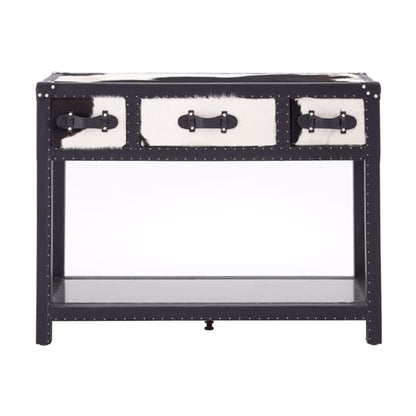 Kensick Wooden Console Table With 3 Drawers In Black And White