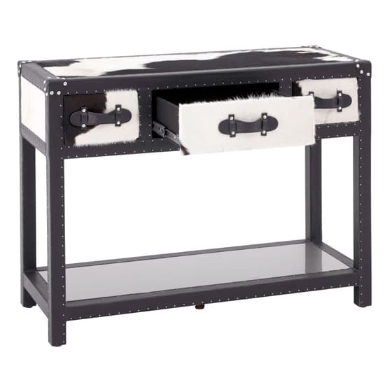 Kensick Wooden Console Table With 3 Drawers In Black And White