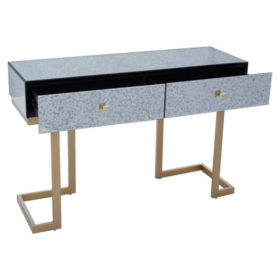 Keseni Mirrored Chest Of 6 Drawers With Brass Base In Silver