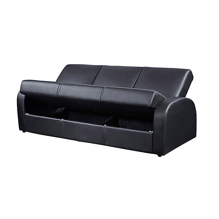 Charnwood Black Leather Effect 3-Seater Sofa Bed with Storage - Stylish & Versatile Comfort