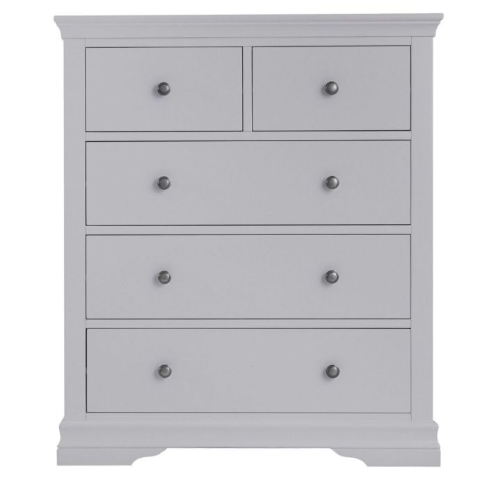 Tromso Solid Pine Wood 2 Over 3 Chest of 5 Drawers - Grey